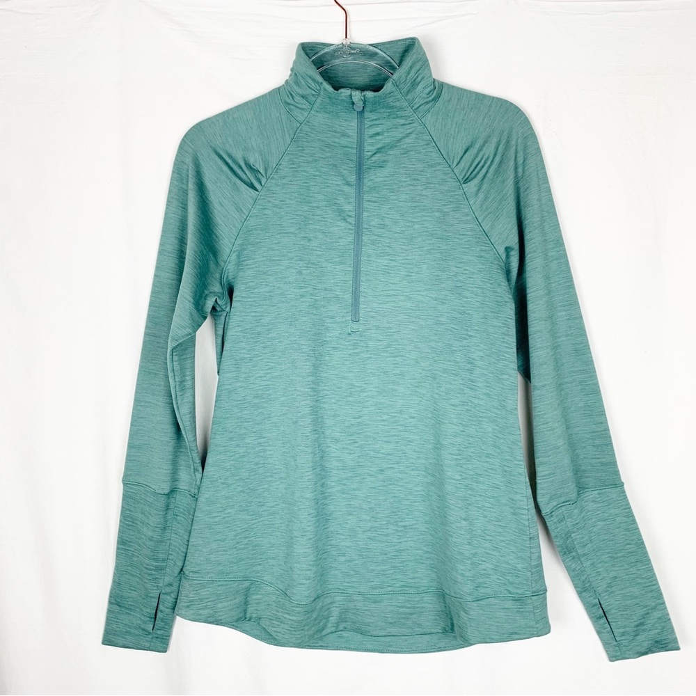 Apana Quarter Zip Long Sleeve Track Jacket Soft Green Thumbholes size M - Picture 2 of 10